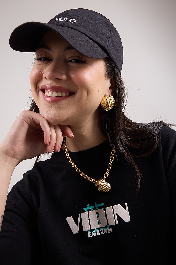 Gold Plated Brass Shell-Textured Stud Earrings by SUCRA at Pernia's Pop Up Shop