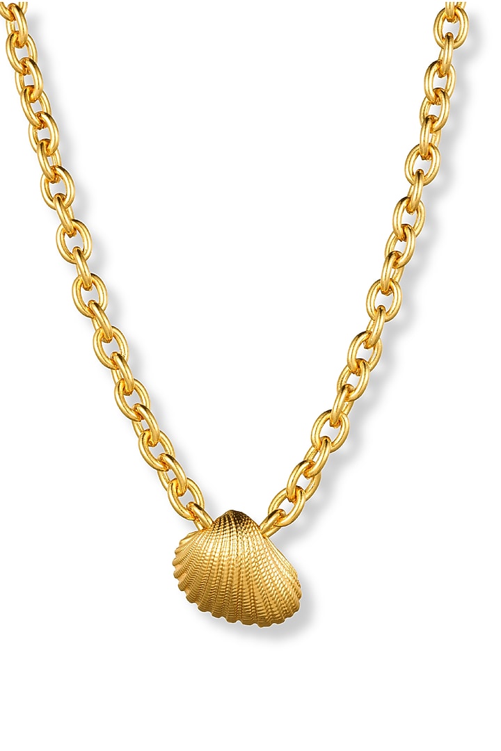 Gold Plated Brass Shell Pendant Necklace by SUCRA at Pernia's Pop Up Shop