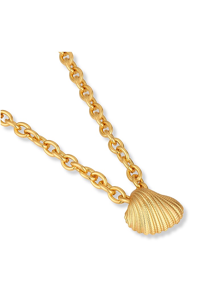 Gold Plated Brass Shell Pendant Necklace by SUCRA at Pernia's Pop Up Shop