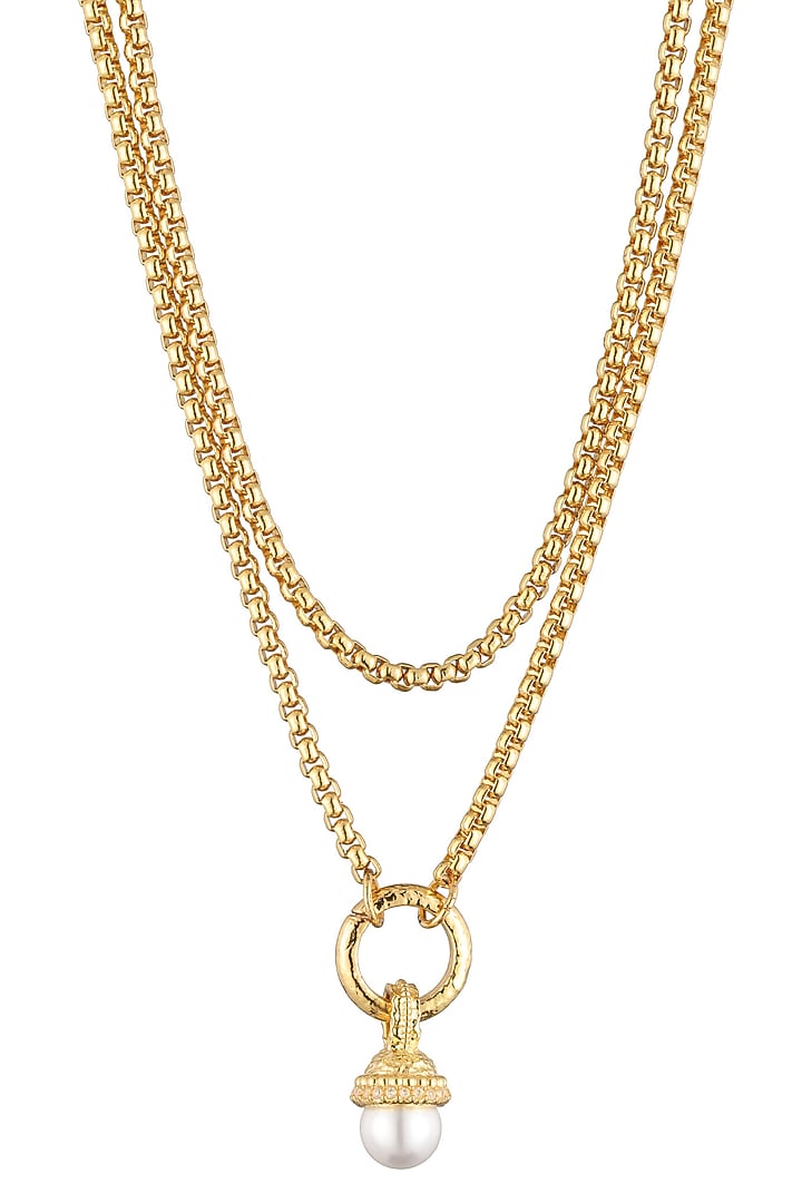 Gold Plated Freshwater Pearl & Cubic Zirconia Necklace by SUCRA at Pernia's Pop Up Shop