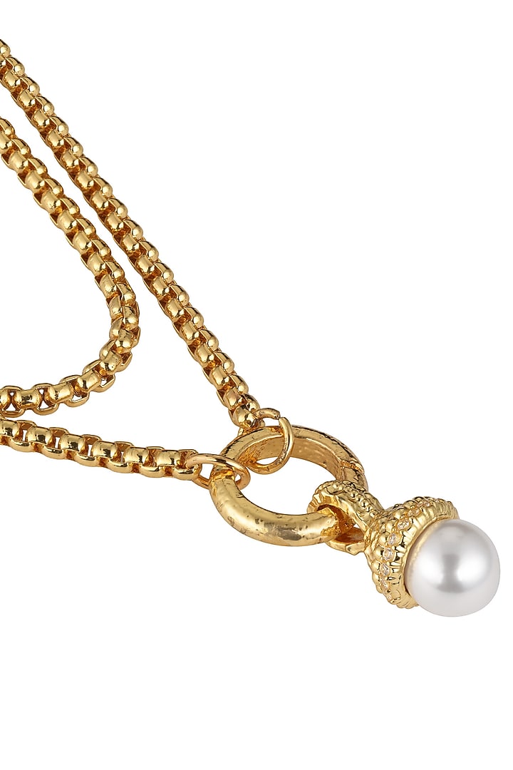 Gold Plated Freshwater Pearl & Cubic Zirconia Necklace by SUCRA at Pernia's Pop Up Shop