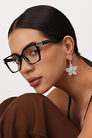 Micron Silver Finish Molten Textured Drop Earrings by SUCRA