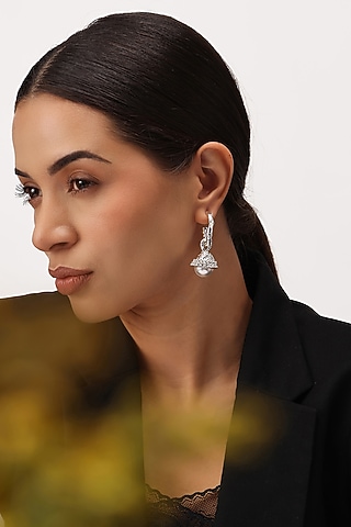 Micron Silver Finish Bell-Shaped Drop Earrings by SUCRA