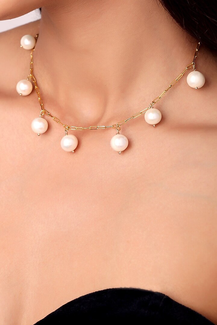 Gold Plated Freshwater Pearl Layered Necklace by SUCRA at Pernia's Pop Up Shop
