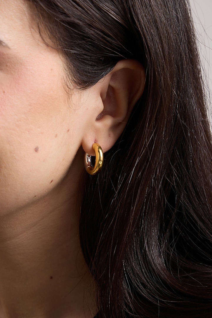 Two-Tone Finish Brass Mini Hoop Earrings by SUCRA at Pernia's Pop Up Shop
