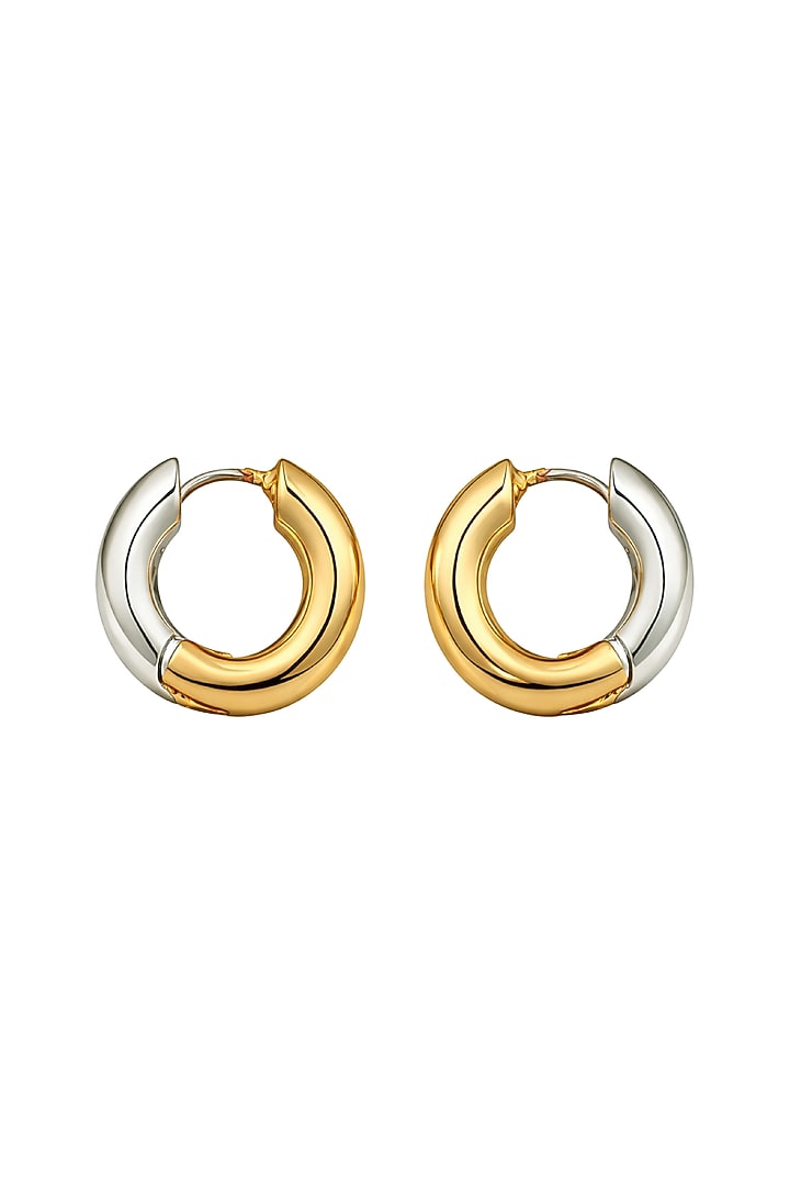 Two-Tone Finish Brass Mini Hoop Earrings by SUCRA at Pernia's Pop Up Shop