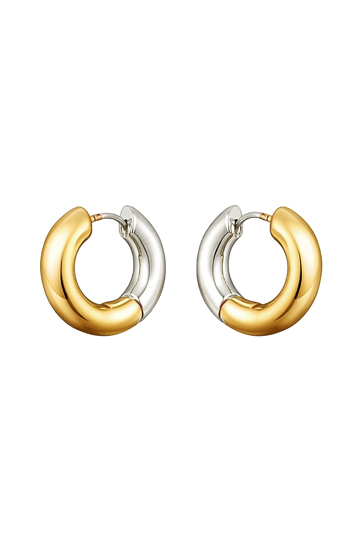Two-Tone Finish Brass Mini Hoop Earrings by SUCRA at Pernia's Pop Up Shop