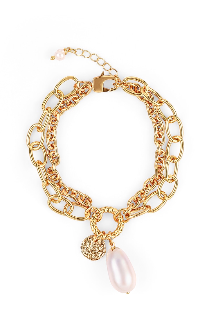 Gold Plated Freshwater Pearl Intertwined Gold Link Bracelet by SUCRA at Pernia's Pop Up Shop