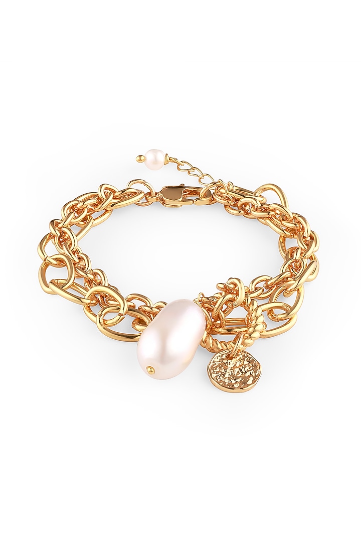 Gold Plated Freshwater Pearl Intertwined Gold Link Bracelet by SUCRA at Pernia's Pop Up Shop