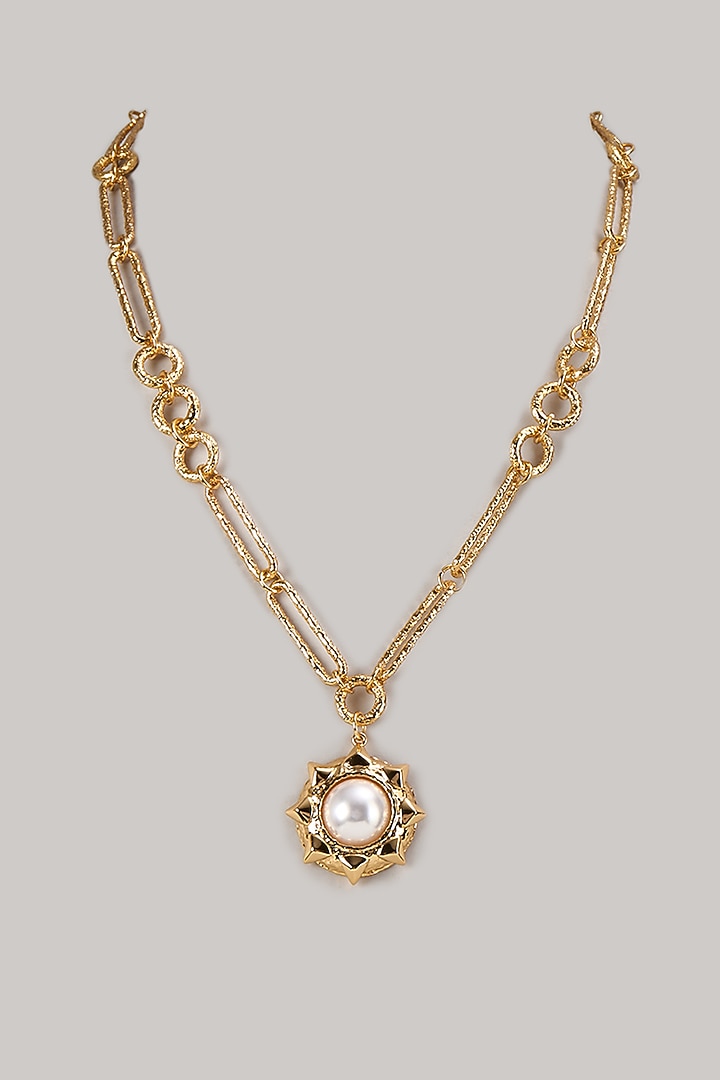 Gold Plated Pearl Pendant Necklace by SUCRA at Pernia's Pop Up Shop