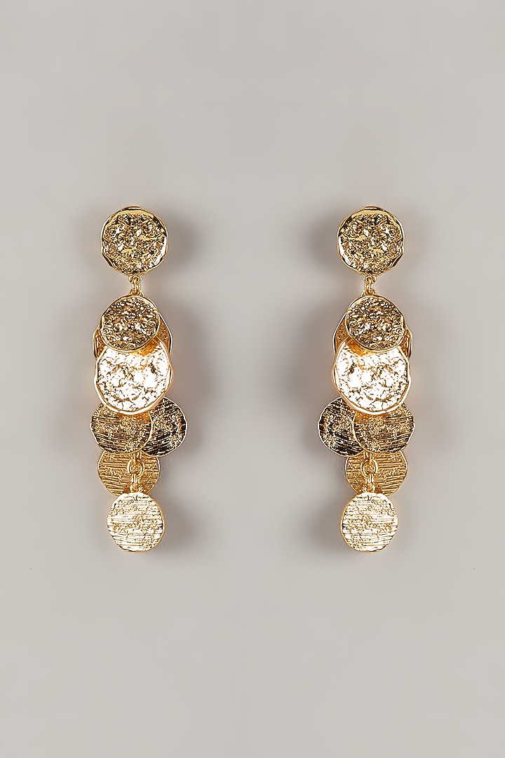 Gold Plated Medallion Dangler Earrings by SUCRA at Pernia's Pop Up Shop