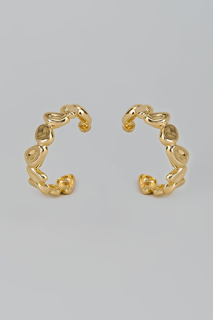 Gold Finish Pebble Hoop Earrings by SUCRA at Pernia's Pop Up Shop
