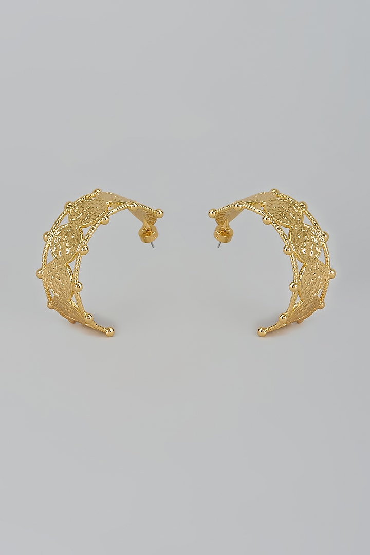 Gold Finish Coin Hoop Earrings by SUCRA at Pernia's Pop Up Shop