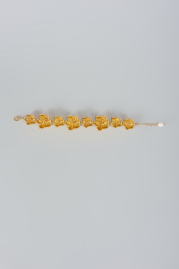 Gold Finish Floral Motif Blossom Bracelet by SUCRA at Pernia's Pop Up Shop