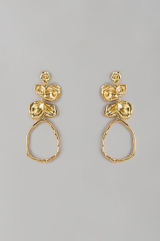 Gold Finish Floral Dangler Earrings by sucra