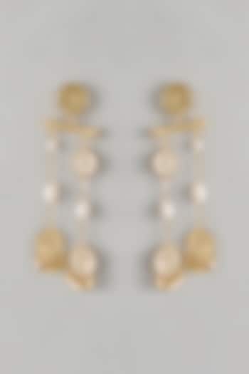 Gold Finish Pearl Drop Dangler Earrings by SUCRA at Pernia's Pop Up Shop