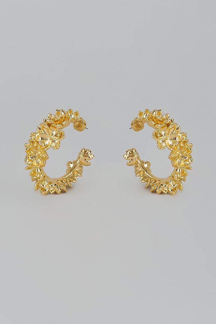 Gold Finish Blossom Hoop Earrings by SUCRA at Pernia's Pop Up Shop