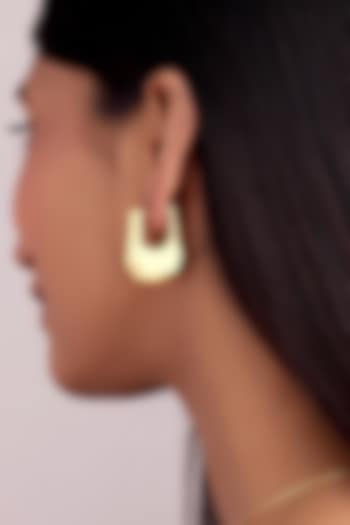 Gold Finish Brass Geometric Angular Hoop Earrings by SUCRA at Pernia's Pop Up Shop