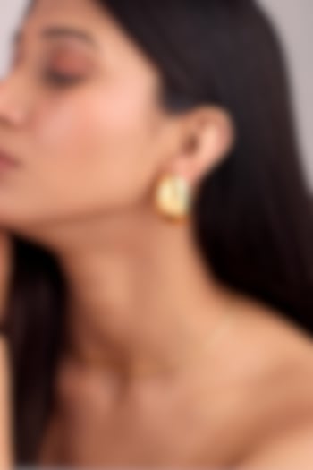 Gold Finish Brass Sculpted Stud Earrings by SUCRA at Pernia's Pop Up Shop