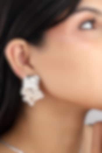 Micron Silver Finish Freshwater Pearl Dangler Earrings by SUCRA at Pernia's Pop Up Shop
