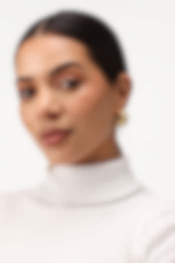 Gold Finish Cabochon Pearl Hoop Earrings by SUCRA at Pernia's Pop Up Shop