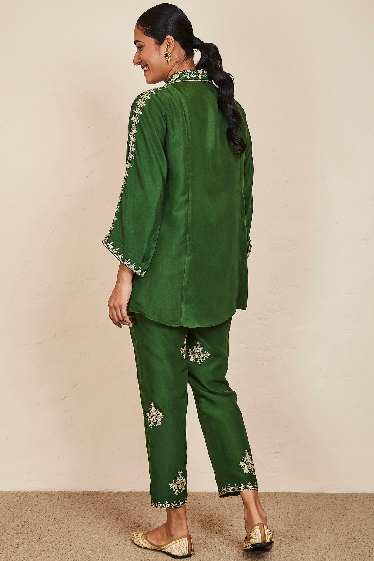Emerald Vine Embroidered Co-ord Set