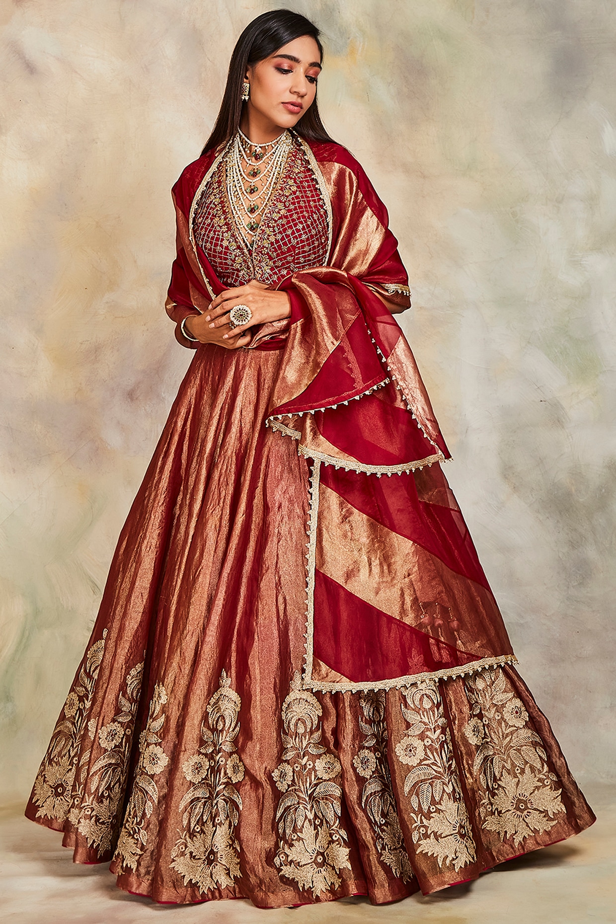 Teal Blouse Golden Lehenga Maroon Dupatta - Wedding Wear | Golden lehenga,  Formal wear dresses, Golden bridal lehenga
