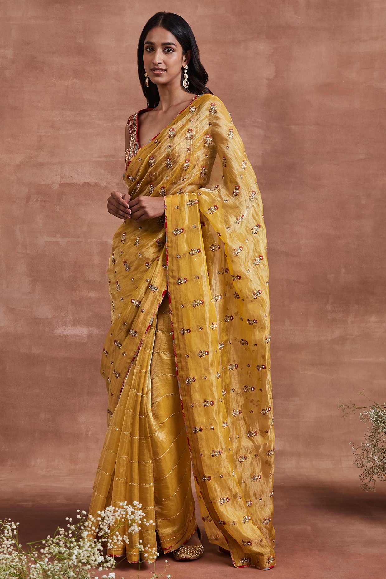 Wedding saree outlet yellow colour