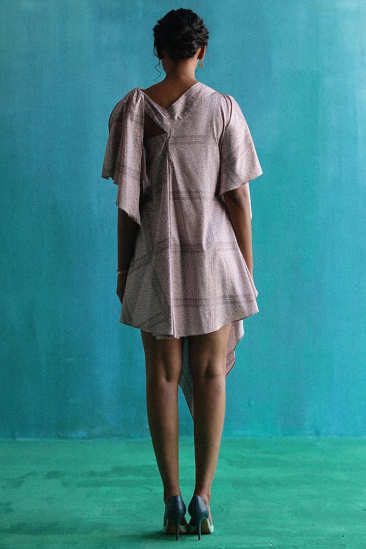 Pink Poly Asymmetric Printed Summer Dress by Sufna by Vanshika Gupta at Pernia's Pop Up Shop