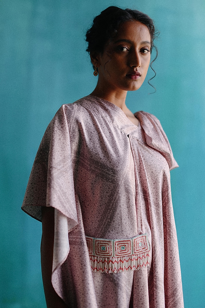 Pink Poly Asymmetric Printed Summer Dress by Sufna by Vanshika Gupta at Pernia's Pop Up Shop