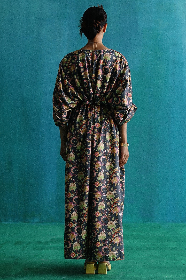 Black Poly Printed Kaftan by Sufna by Vanshika Gupta at Pernia's Pop Up Shop