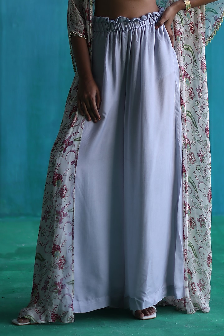 Grey Georgette Printed Cape Set by Sufna by Vanshika Gupta at Pernia's Pop Up Shop