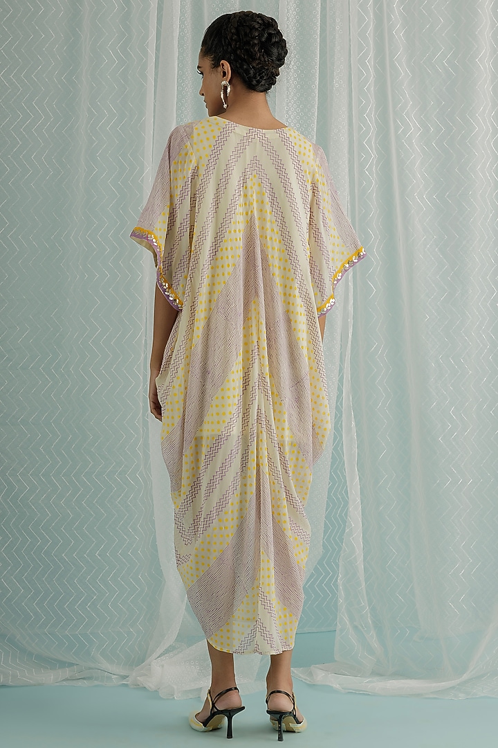 Ivory Georgette Printed & Embroidered Summer Dress by Surbhi Gupta at Pernia's Pop Up Shop