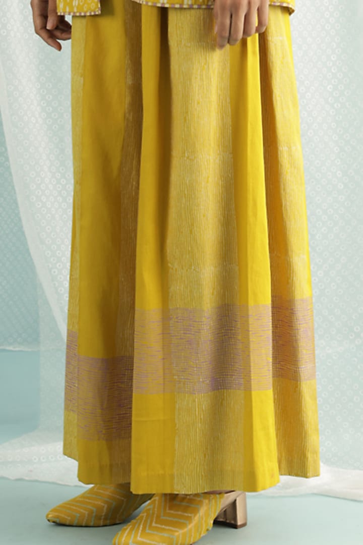 Canary Cotton Silk Printed & Embroidered Jacket Set by Surbhi Gupta at Pernia's Pop Up Shop