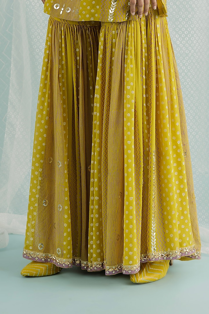 Canary Georgette Wedding Sharara Set by Surbhi Gupta at Pernia's Pop Up Shop