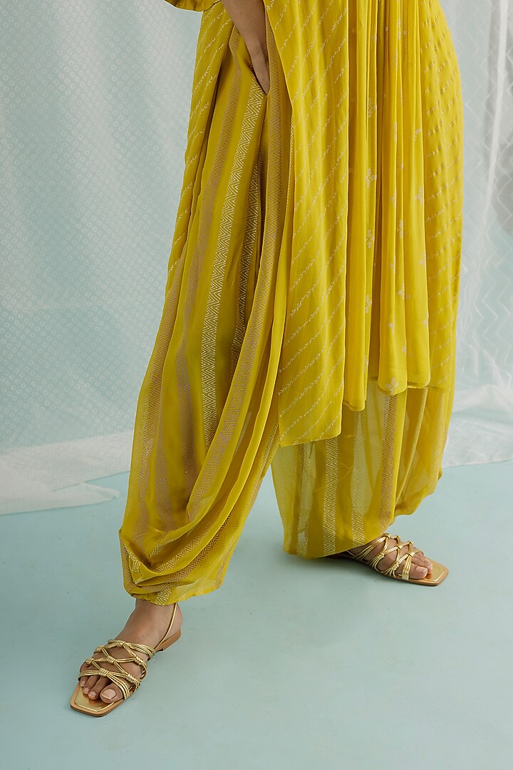 Canary Georgette Printed Dhoti Set by Surbhi Gupta at Pernia's Pop Up Shop
