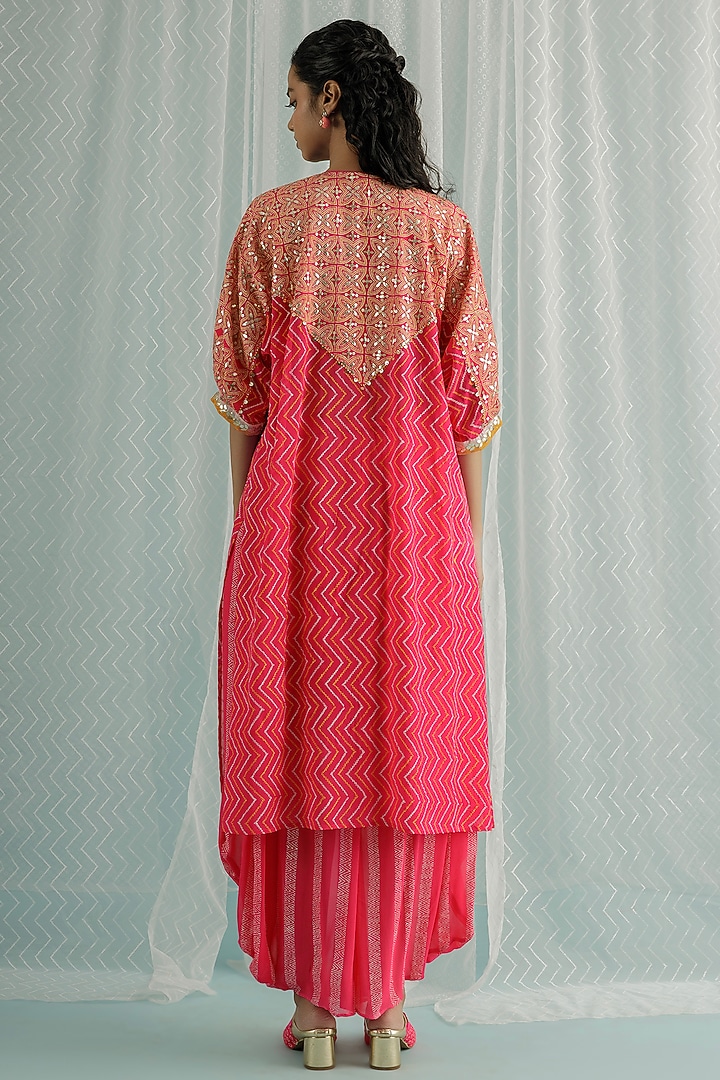 Fuchsia Georgette Printed Dhoti Set by Surbhi Gupta at Pernia's Pop Up Shop