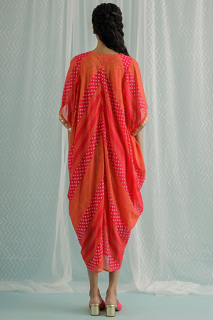 Fuchsia Georgette Block Printed Summer Dress by Surbhi Gupta at Pernia's Pop Up Shop