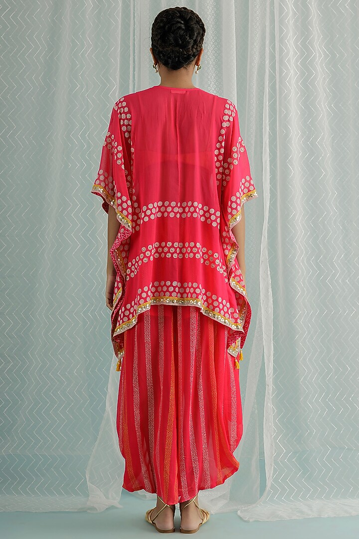 Fuchsia Georgette Printed Dhoti Set by Surbhi Gupta at Pernia's Pop Up Shop