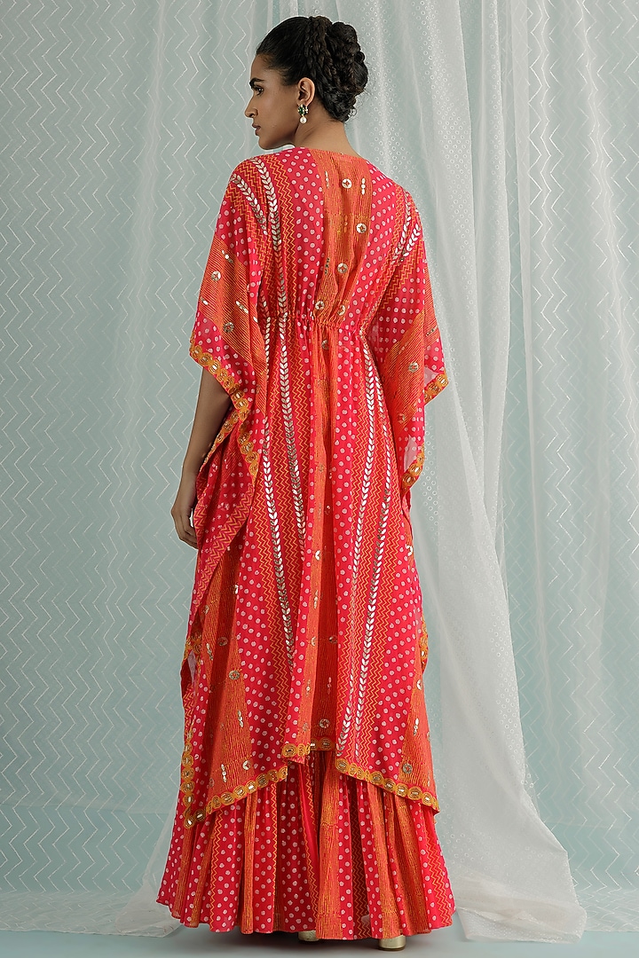 Fuchsia Georgette Tiered Wedding Sharara Set by Surbhi Gupta at Pernia's Pop Up Shop