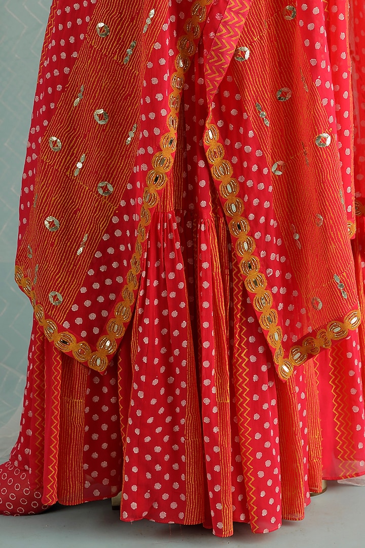 Fuchsia Georgette Tiered Wedding Sharara Set by Surbhi Gupta at Pernia's Pop Up Shop
