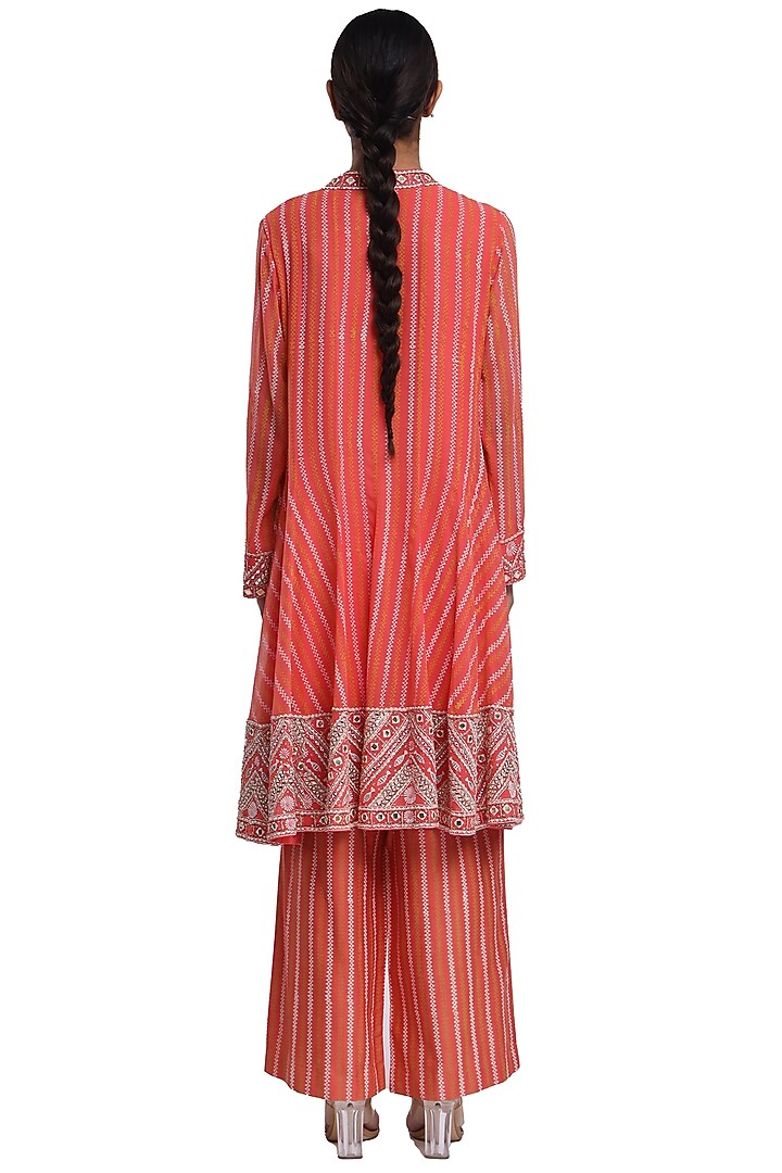 Pink Georgette Printed & Embroidered Wedding Anarkali Set by Surbhi Gupta at Pernia's Pop Up Shop