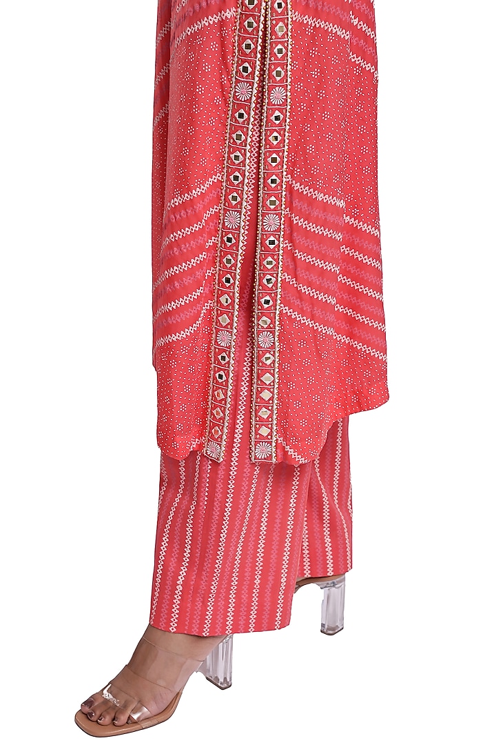 Pink Bemberg Organza Hand Block Printed A-Line Kurta Set by Surbhi Gupta at Pernia's Pop Up Shop
