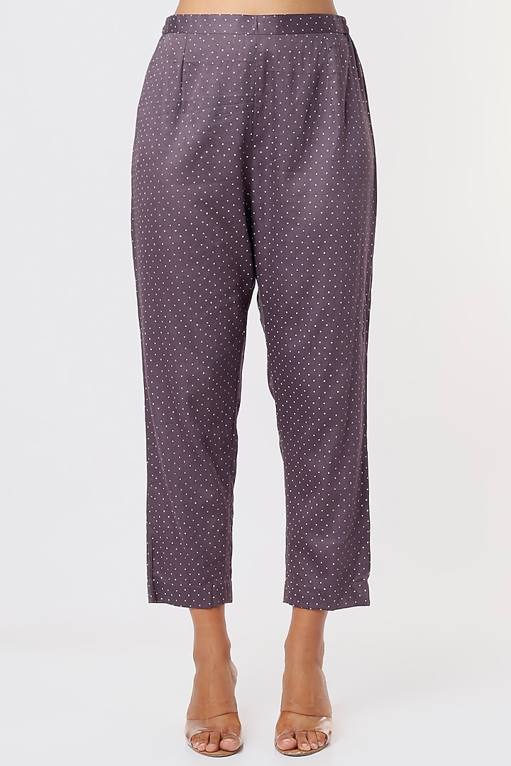 Mauve Block Printed Kurta Set by Surbhi Gupta at Pernia's Pop Up Shop