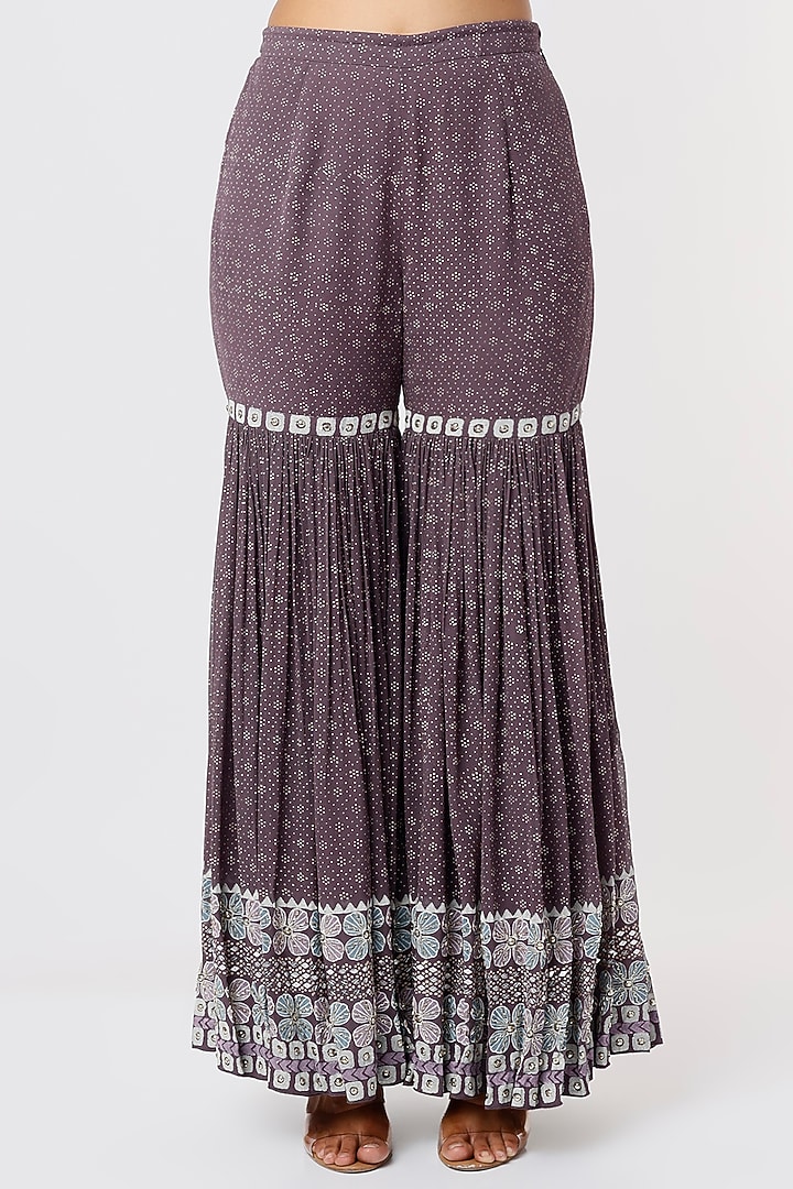 Mauve Hand Embroidered Wedding Anarkali Set by Surbhi Gupta at Pernia's Pop Up Shop