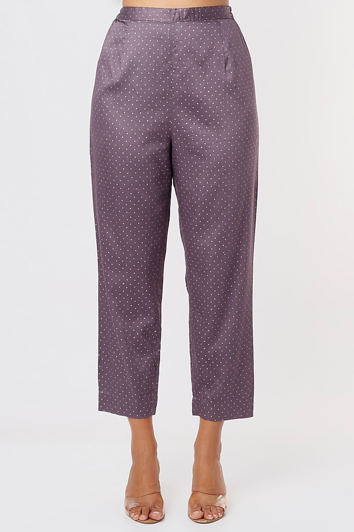 Mauve Block Printed Kurta Set by Surbhi Gupta at Pernia's Pop Up Shop