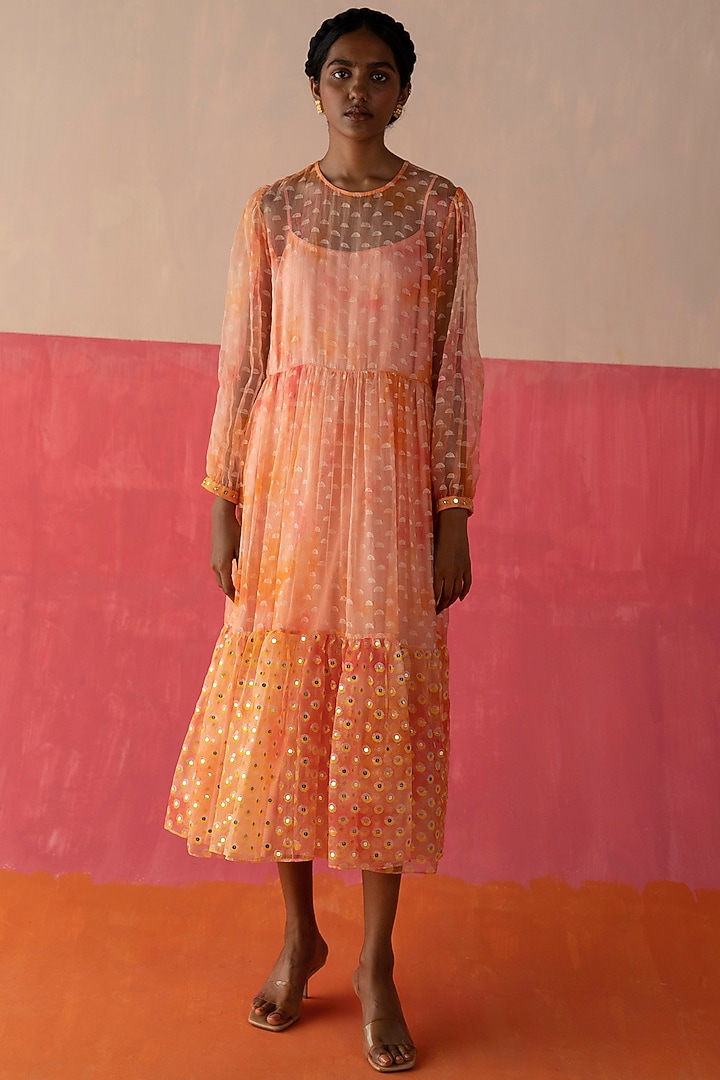 Pink & Orange Printed Tunic by Surbhi Gupta at Pernia's Pop Up Shop