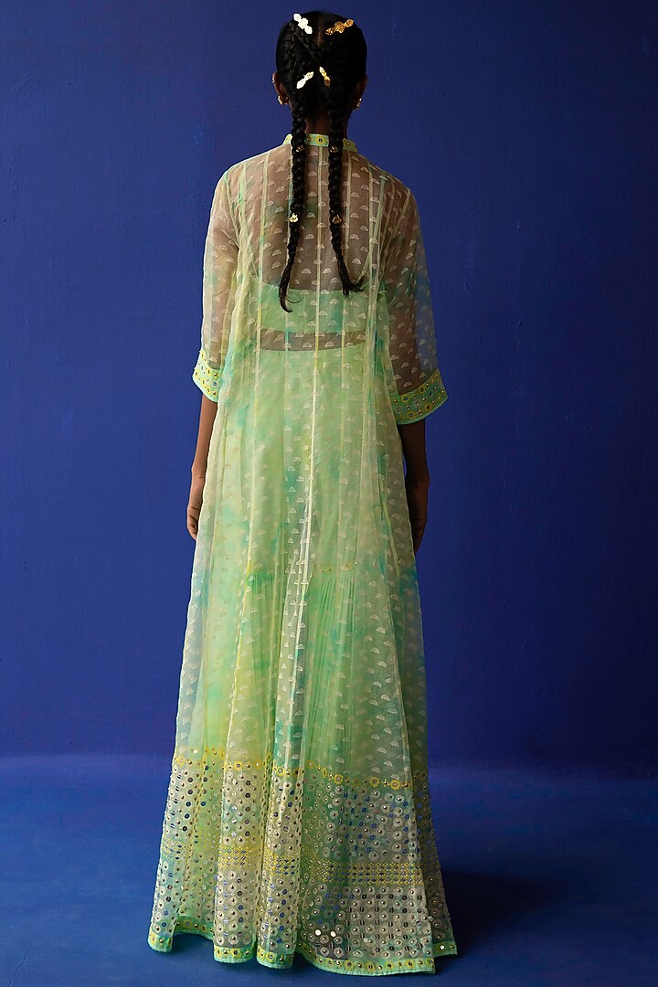 Yellow & Green Printed Jacket Set by Surbhi Gupta at Pernia's Pop Up Shop