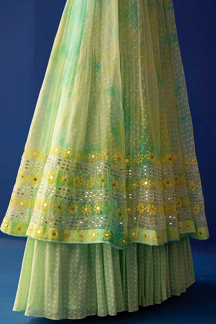 Yellow & Green Embroidered Wedding Anarkali Set by Surbhi Gupta at Pernia's Pop Up Shop