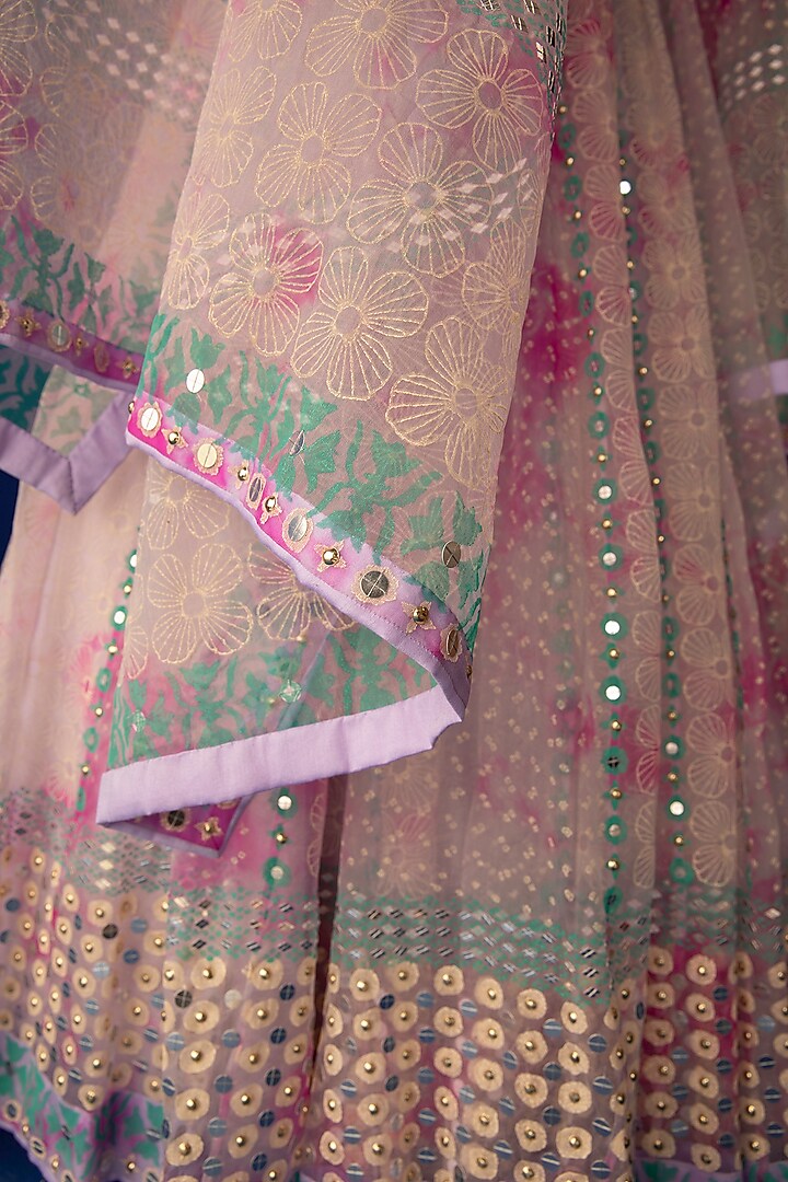 Lilac & Fuchsia Embroidered Wedding Lehenga Set by Surbhi Gupta at Pernia's Pop Up Shop